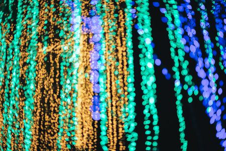 Colorful Bokeh Lights Abstract Background. bokeh background with bright lights on night.の写真素材