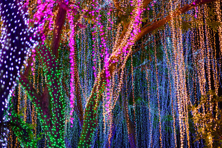Colorful Bokeh Lights Abstract Background. bokeh background with bright lights on night.