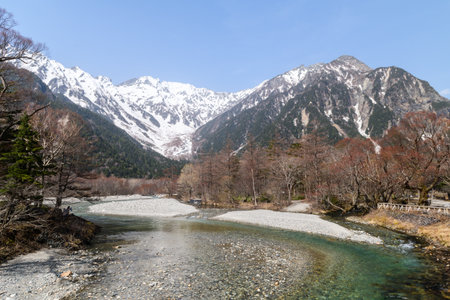 Kamikochi, It is a remote mountainous highland valley within the Hida Mountains range, in the western region of Nagano Prefecture, Japan. located in the Hida Mountains, the "Northern Alps" of the Japanese Alps.の写真素材