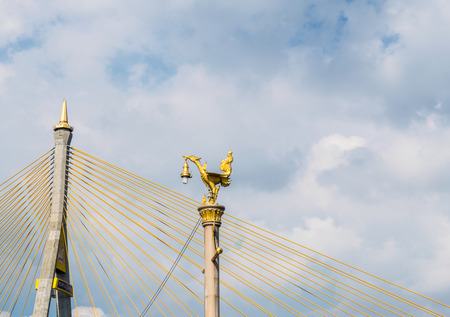 Bhumibol Bridge across the Chao Phraya River in Thailand.の写真素材