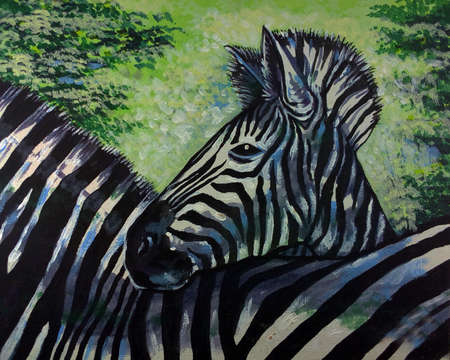 Art painting Fine art Oil color running horse Lucky from Thailandの写真素材