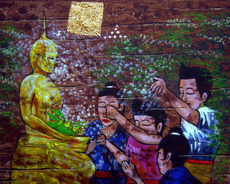 Art painting Fine art Acrylic color Thailand Thai childrenâs gamesの写真素材
