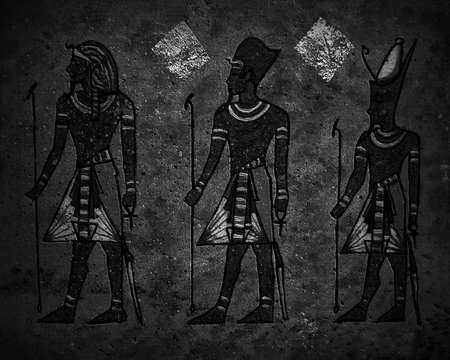 Painting Oil color Black and white Ancient art painting Ancient Egyptianの写真素材