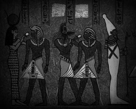 Painting Oil color Black and white Ancient art painting Ancient Egyptianの写真素材