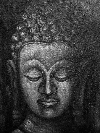 Art painting Oil color Buddha statue Thai land Black and Whiteの写真素材