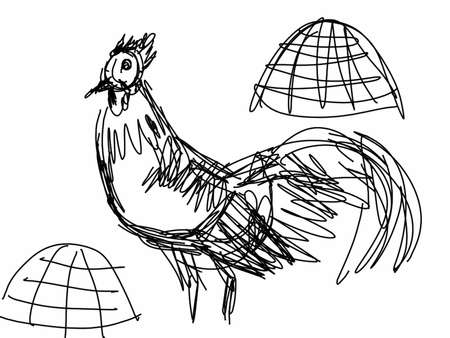 Art  line drawing Funny  henの写真素材