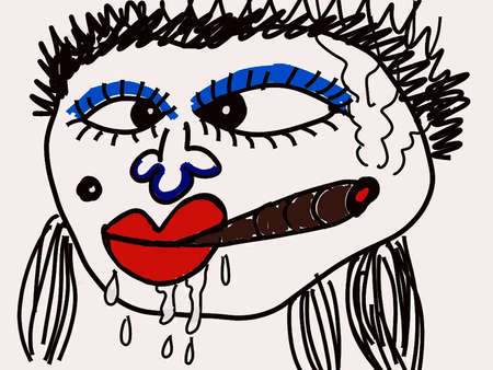Art  line drawing Funny  Face manの写真素材