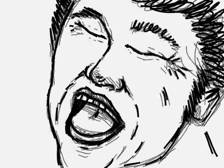 Art  line drawing Funny  Face manの写真素材