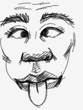 Art line drawing Funny Face manの写真素材