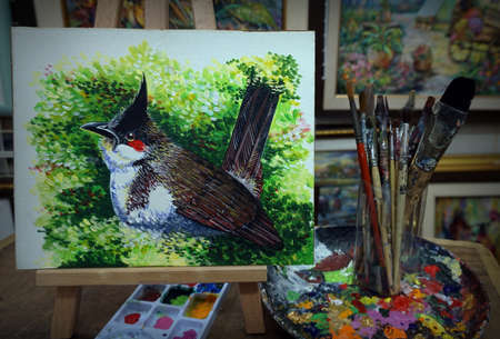 Art ,painting ,Acrylic ,color ,Spigot bird ,thailandの写真素材