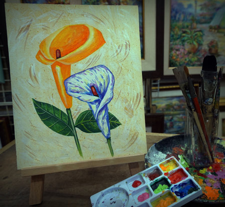 Art oil painting , flower , abstract , design , background from thailandの写真素材