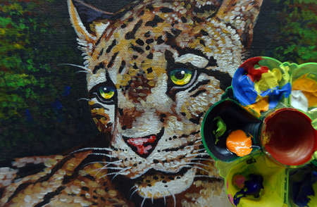 Tiger oil painting with palette