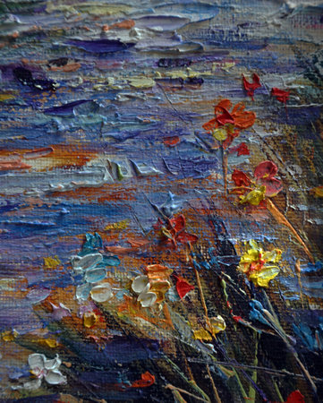 Art oil painting flowers , abstract , design , vegetation , natural beauty , wildflowerの写真素材