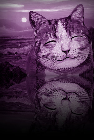 Art painting Oil color royal barge Thailand , Suphannahong Boat , royal boatの写真素材