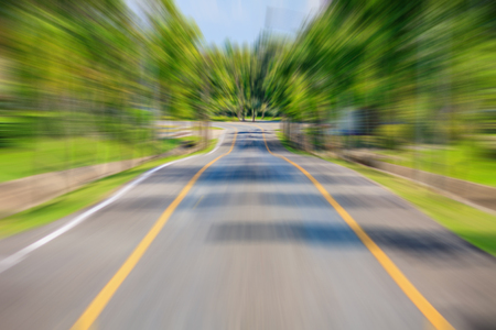 along the road with motion blurの写真素材