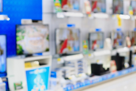 eletronic department store with bokeh blurred background