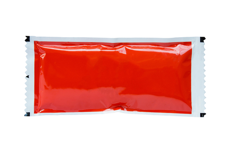 tomato sauce ketchup sachet packageの写真素材
