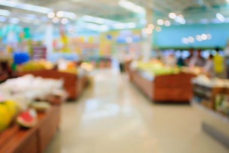Fresh food in supermarket store blurred background with bokehの写真素材
