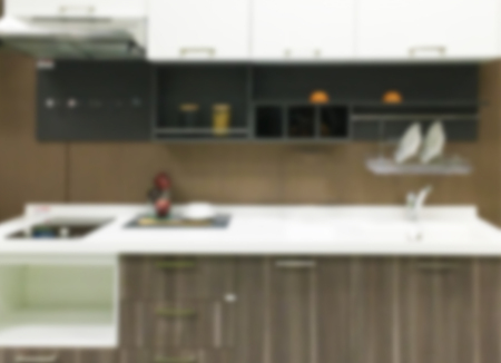 modern kitchen interior blurred backgroundの写真素材