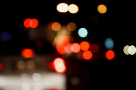 City Traffic Lights Background With Blurred Lightsの写真素材