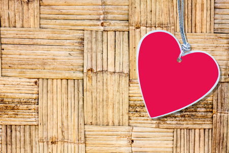 heart paper with bamboo texture and background for valentines dayの写真素材