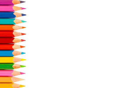 Colour pencils isolated on white background close upの写真素材
