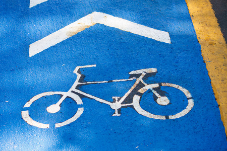 Bike lane signs. Dedicated bicycle lanes, designed to make cycling saferの写真素材