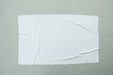 Stickers label close up on gray paper backgroundの写真素材
