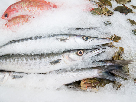 Fresh fish on ice at the fish market