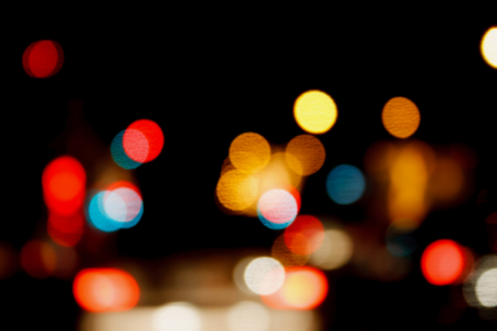 City Traffic Lights Background With Blurred Lightsの写真素材