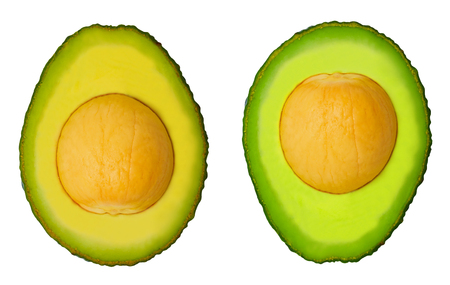 avocado slice isolated on white backgroundの写真素材