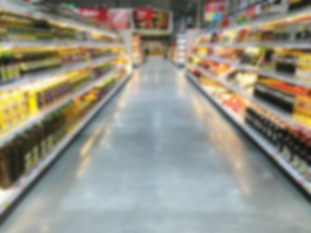 supermarket in blurry for backgroundの写真素材