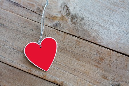 Heart paper on old wood, Background for Valentines Dayの写真素材
