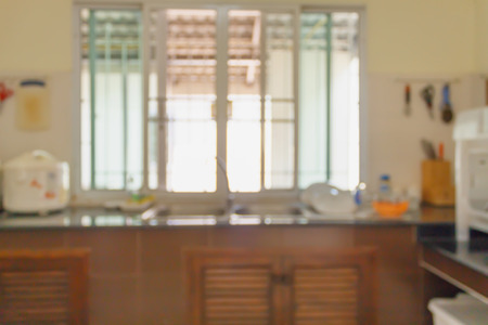 kitchen sink interior blurred backgroundの写真素材