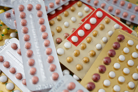 Colorful oral contraceptive pillの写真素材