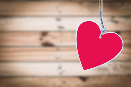 red heart paper on wood background, Background for Valentines Dayの写真素材