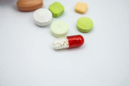pills isolated on white backgroundの写真素材