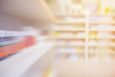 Pharmacy store shelves with motion blur backgroundの写真素材