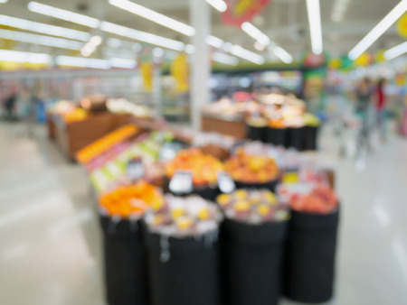 Grocery store blur background with customersの写真素材