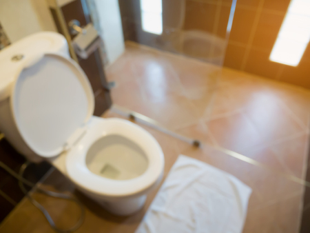 White toilet bowl in the bathroom blur backgroundの写真素材