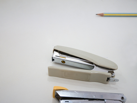 stapler on the office desk tableの写真素材