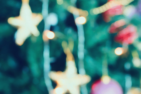 Christmas tree decoration with Bokeh light backgroundの写真素材