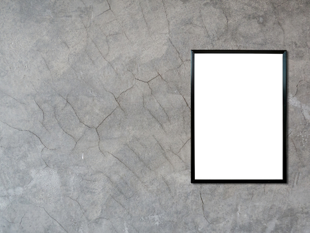 blank poster photo frame on vintage cement wall background
