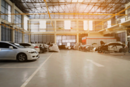 Car repair service centre interior blurred backgroundの写真素材