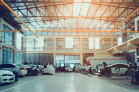 Car repair service centre interior blurred backgroundの写真素材