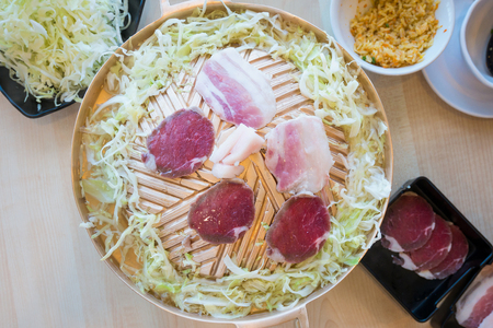 pork and beef slide grill Korean styleの写真素材