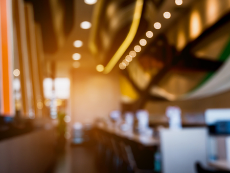 cafe restaurant with abstract bokeh light blurred backgroundの写真素材
