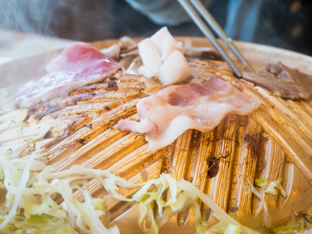 pork and beef slide grill Korean styleの写真素材