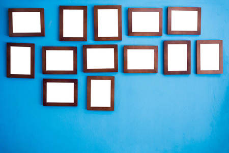 Photo frames on the colorful wallの写真素材