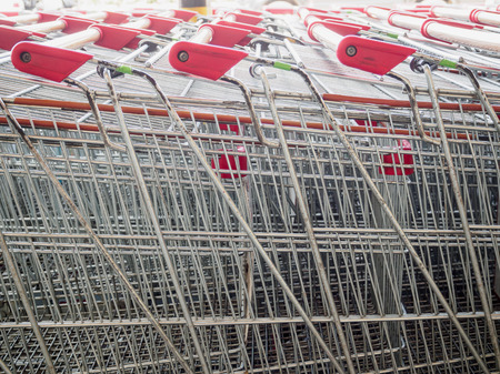 Shopping carts on parking lotの写真素材